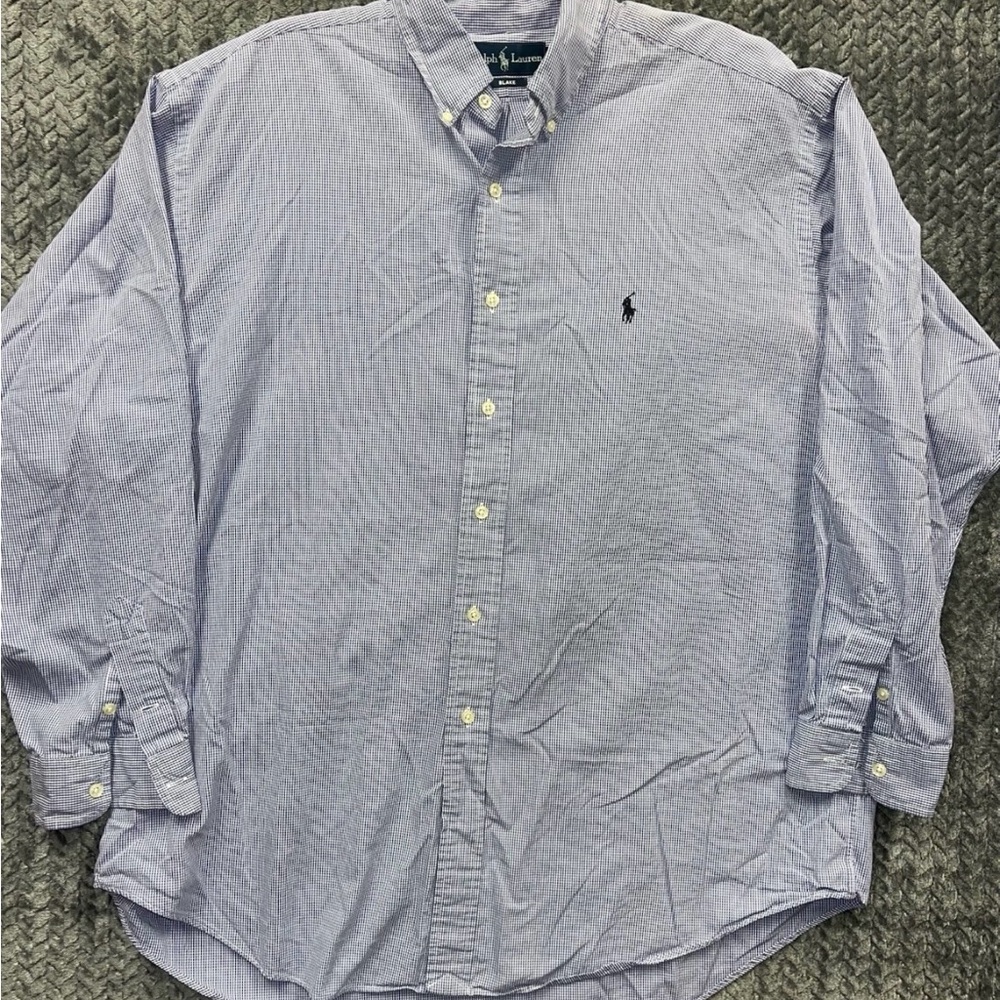 Ralph Lauren Blake XL Cotton Long Sleeve Button-Down Shirt Blue W/Stripe